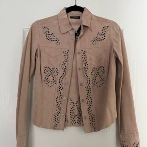 Express pink genuine suede shirt